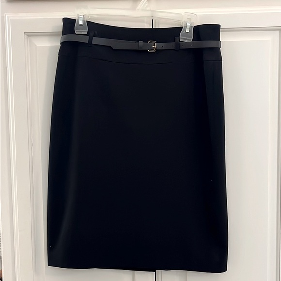 Apt 9 Black Pencil Straight Skirt Lined w Skinny Belt Sz 8 Office Career - Picture 1 of 7